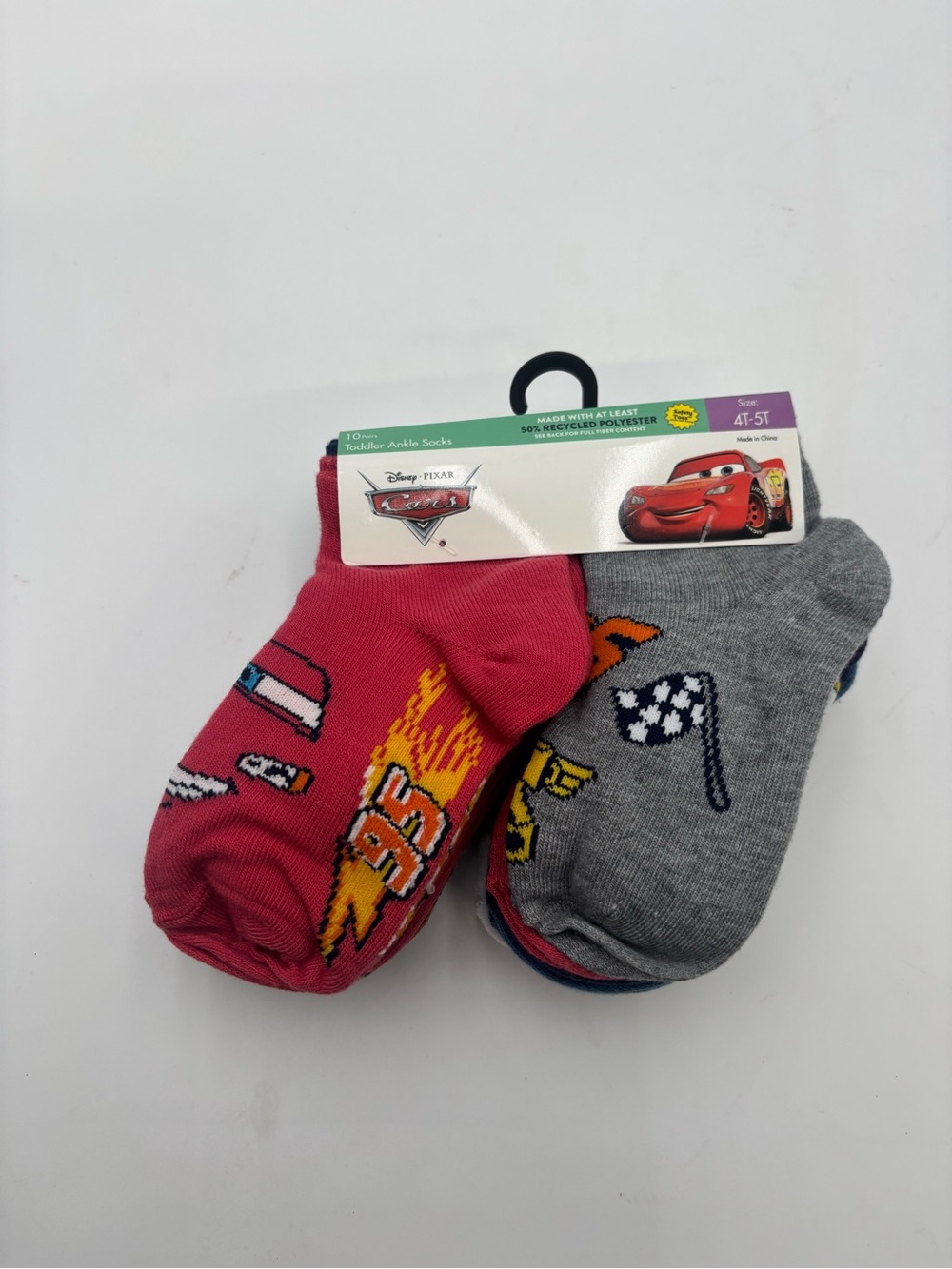 Disney Kids Socks Red and Gray - Cars Lightning McQueen Design
